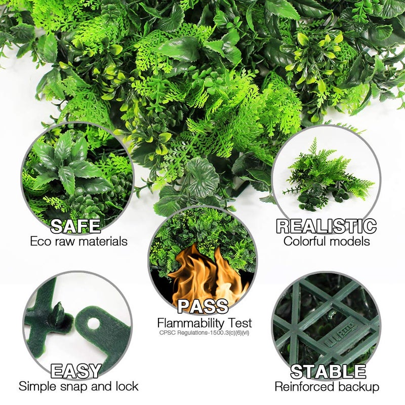 U LAND ULAND Artificial Topiary Hedges Panels, Plastic Faux Shrubs Fence Mat, Greenery Wall Backdrop Decor, Garden Privacy Screen Fence, Pack of 6pcs 20"x20" - Image 3